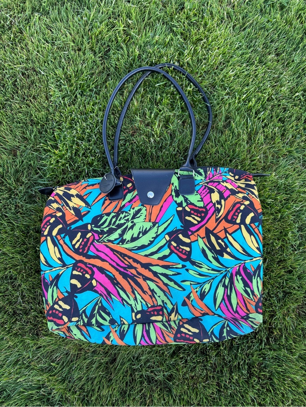 Joann Marie Designs Tropical Weekender Tote Bag Colorful Neon Travel Beach Bag